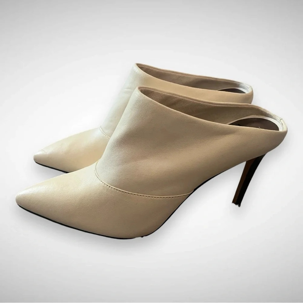 DOLCE VITA Women's White Cinda High-Heeled Leather Mules‎ Size 6 | EUC